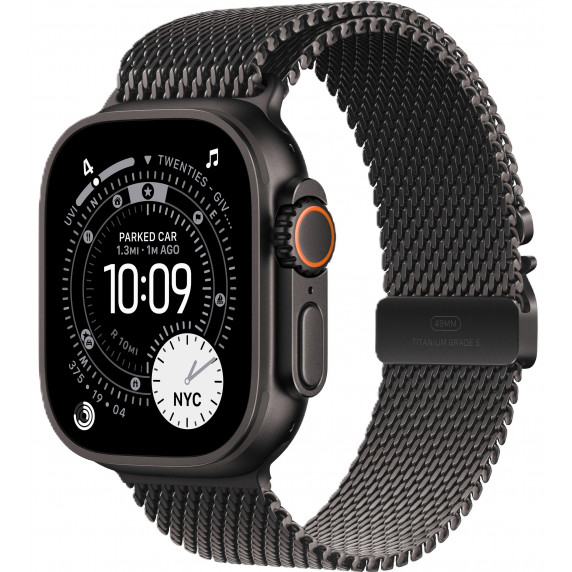 Apple Watch Ultra 3 49mm BlackTitanium Milanese Loop / Black Titanium Case