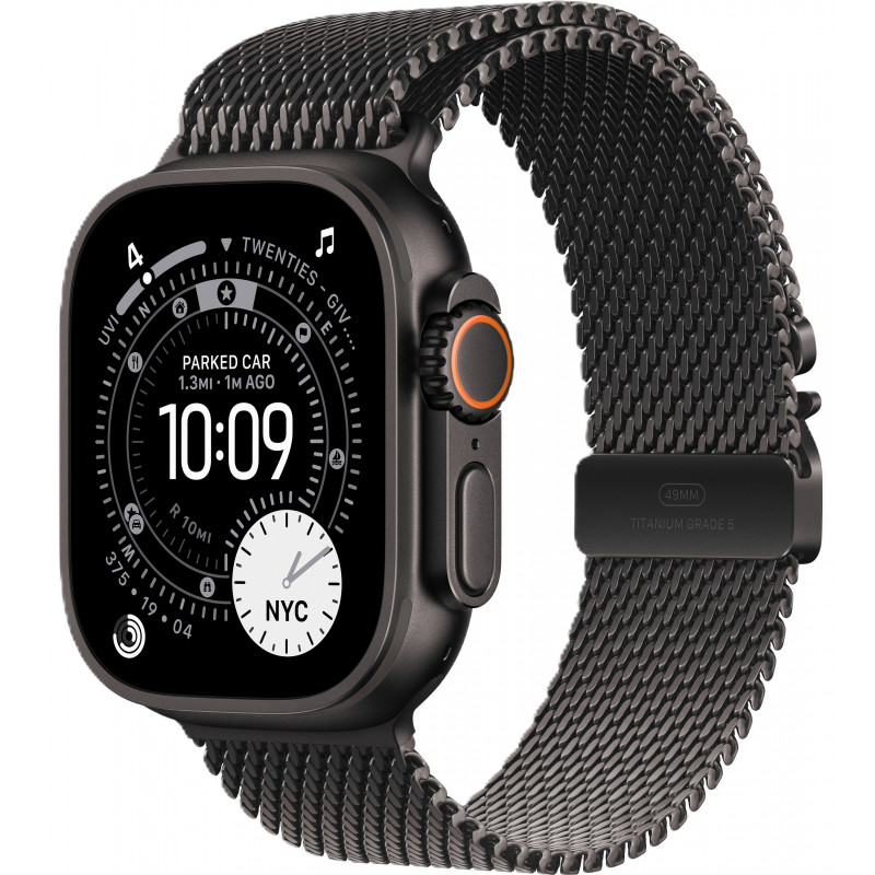 Apple Watch Ultra 3 49mm BlackTitanium Milanese Loop / Black Titanium Case