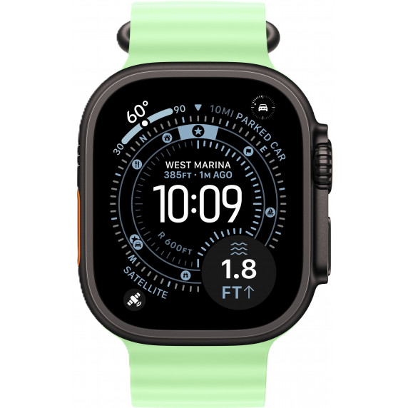 Apple Watch Ultra 3 49mm Ocean Band Neon Green / Black Titanium Case