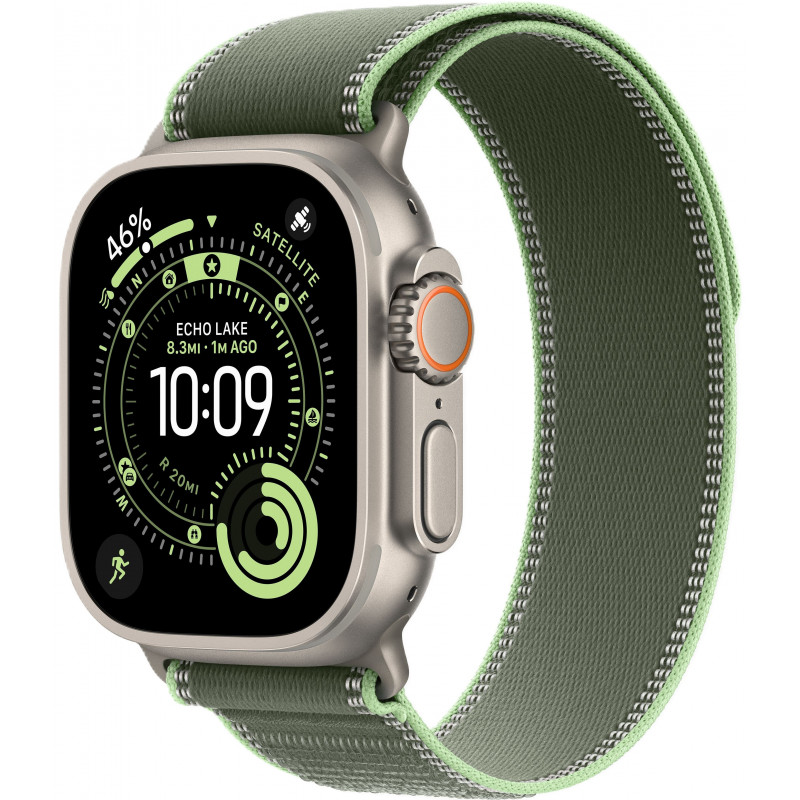 Apple Watch Ultra 3 49mm Trail Loop Green/Neon / Natural Titanium Case