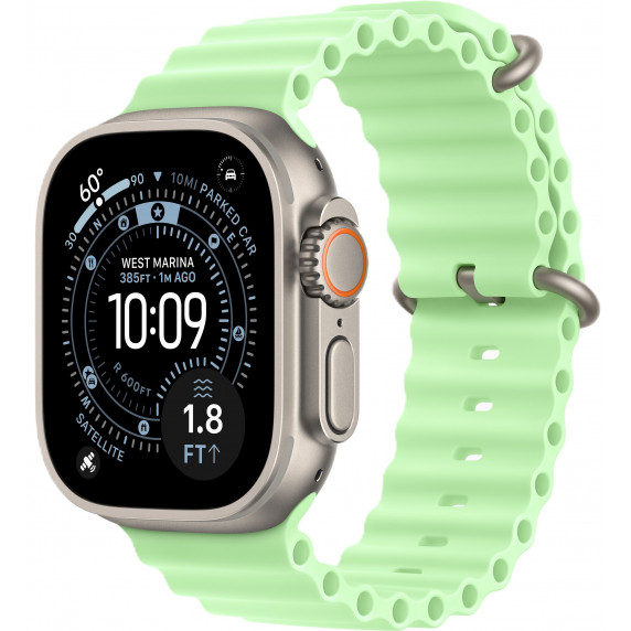 Apple Watch Ultra 3 49mm Ocean Band Neon Green / Natural Titanium Case